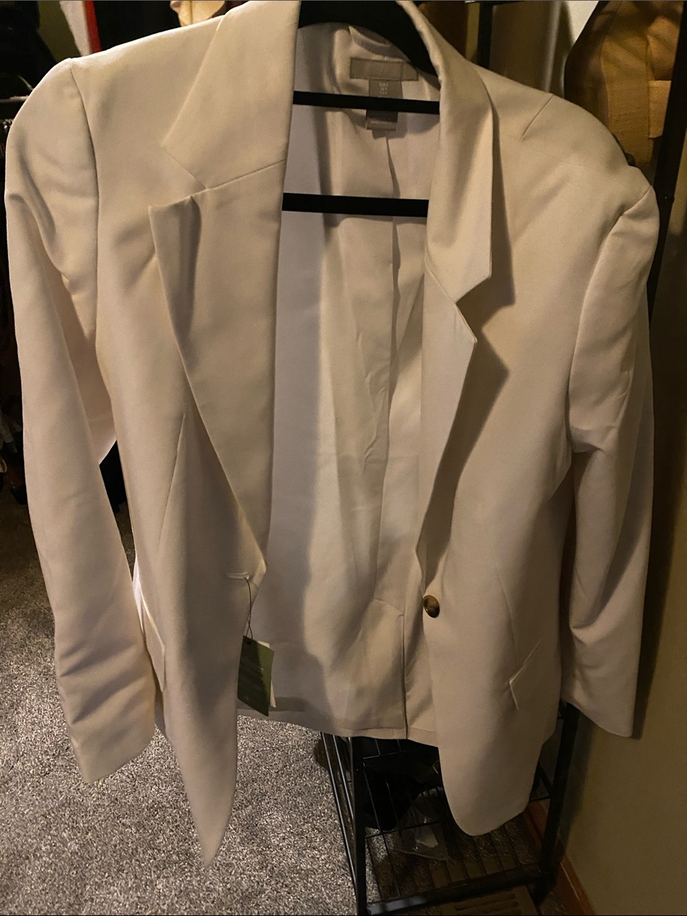 H&M White Single-Button Tailored Blazer